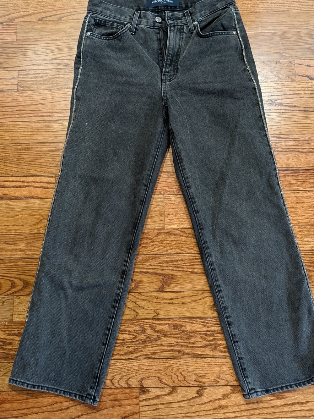 Veronica Beard High-Rise Black Straight Jeans